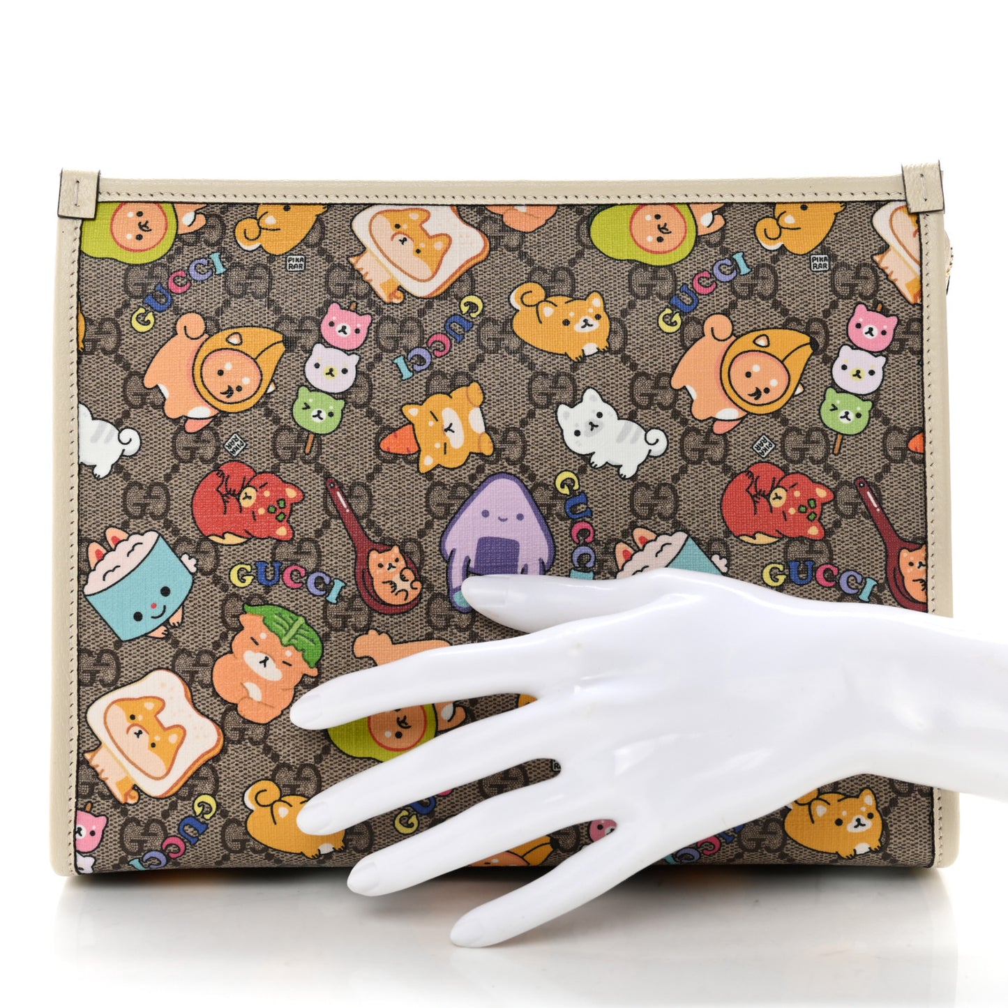 GG Supreme Monogram Animal Kawaii Cosmetic Case Multi White