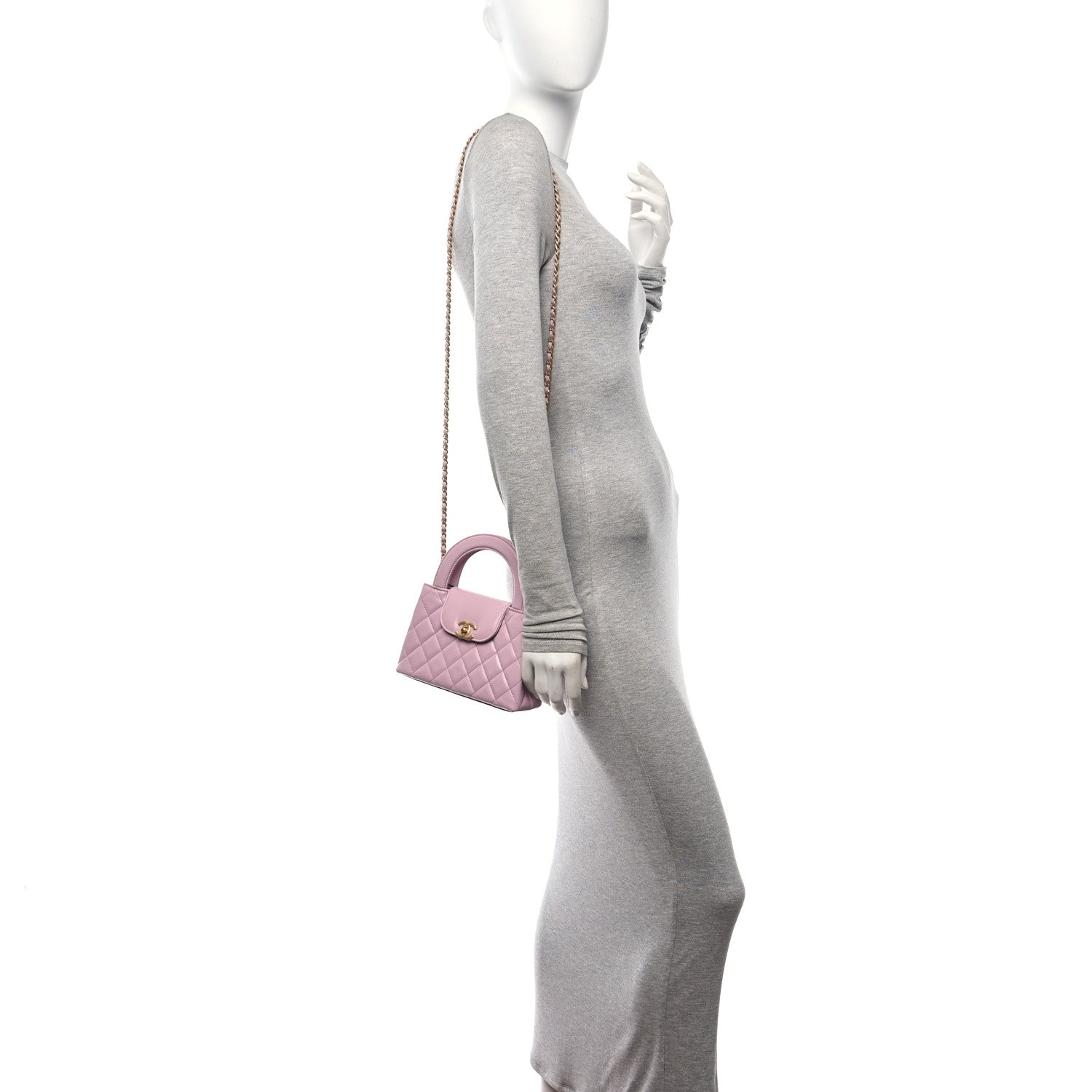 Chanel Shiny Aged Calfskin Quilted Nano Kelly Shopper Pink 3 of 10