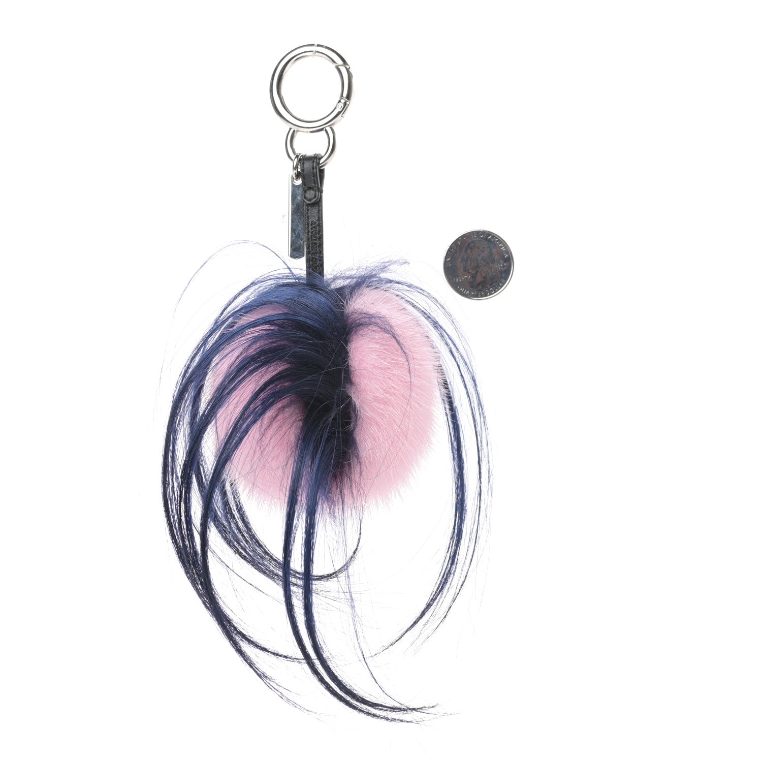 Fendi Mink Goat Fur QuTweet Bag Bug Charm Marshmallow Black 763649