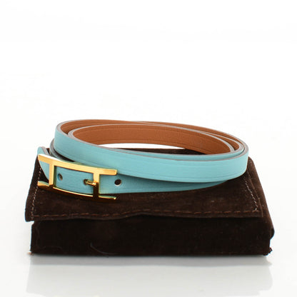 Hermes Swift Hapi 3 MM Triple Tour Wrap Bracelet S Bleu Atoll 7 of 7
