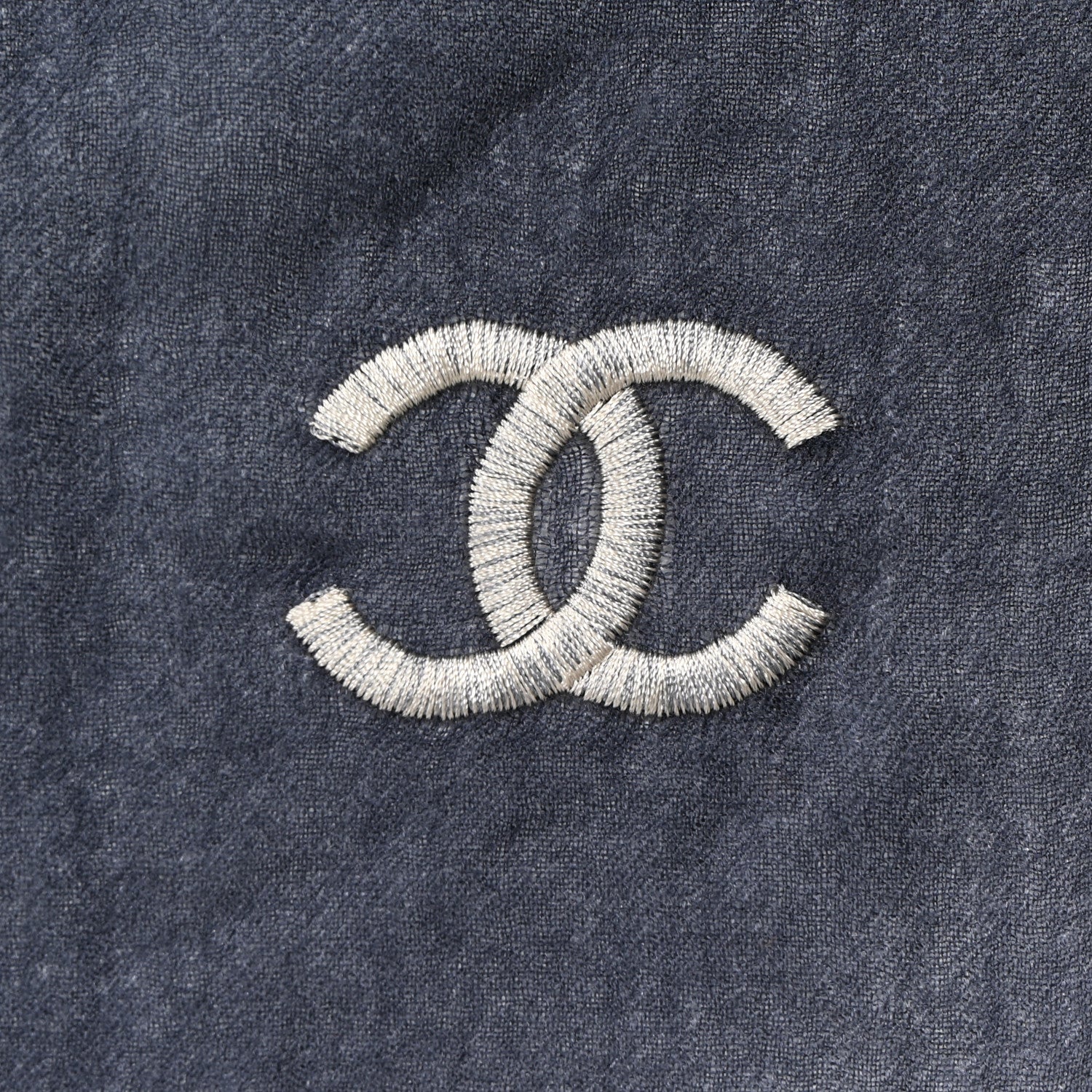 Chanel Cashmere Silk Ombre CC Scarf Ivory Blue 2 of 6