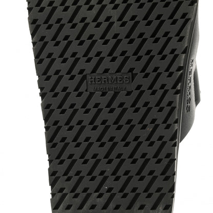 Hermes Calfskin Womens Chypre Sandals 37.5 Black 6 of 10