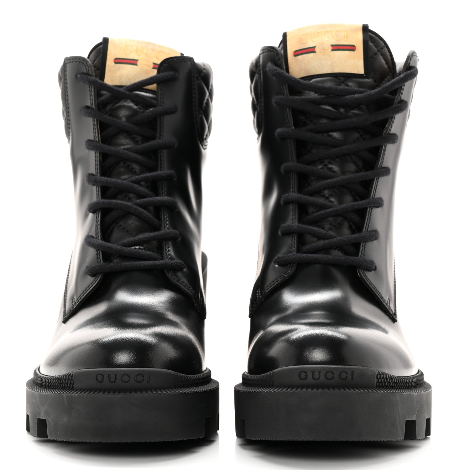 Gucci Magnum Calfskin Nappa Quilted Lace Up Ankle Boots 38.5 Black 2 of 15