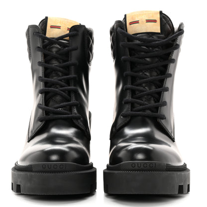Gucci Magnum Calfskin Nappa Quilted Lace Up Ankle Boots 38.5 Black 2 of 15