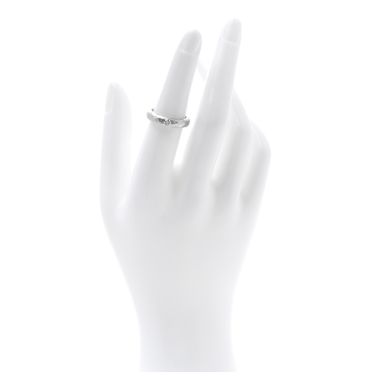 Tiffany 18K White Gold Diamond Paloma Picasso Hammered Ring 52 6 2 of 7