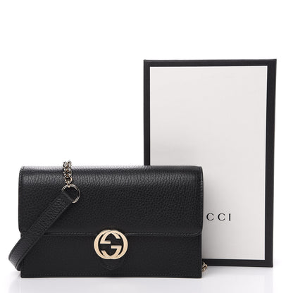 Gucci Dollar Calfskin Interlocking G Chain Wallet Black 6 of 6