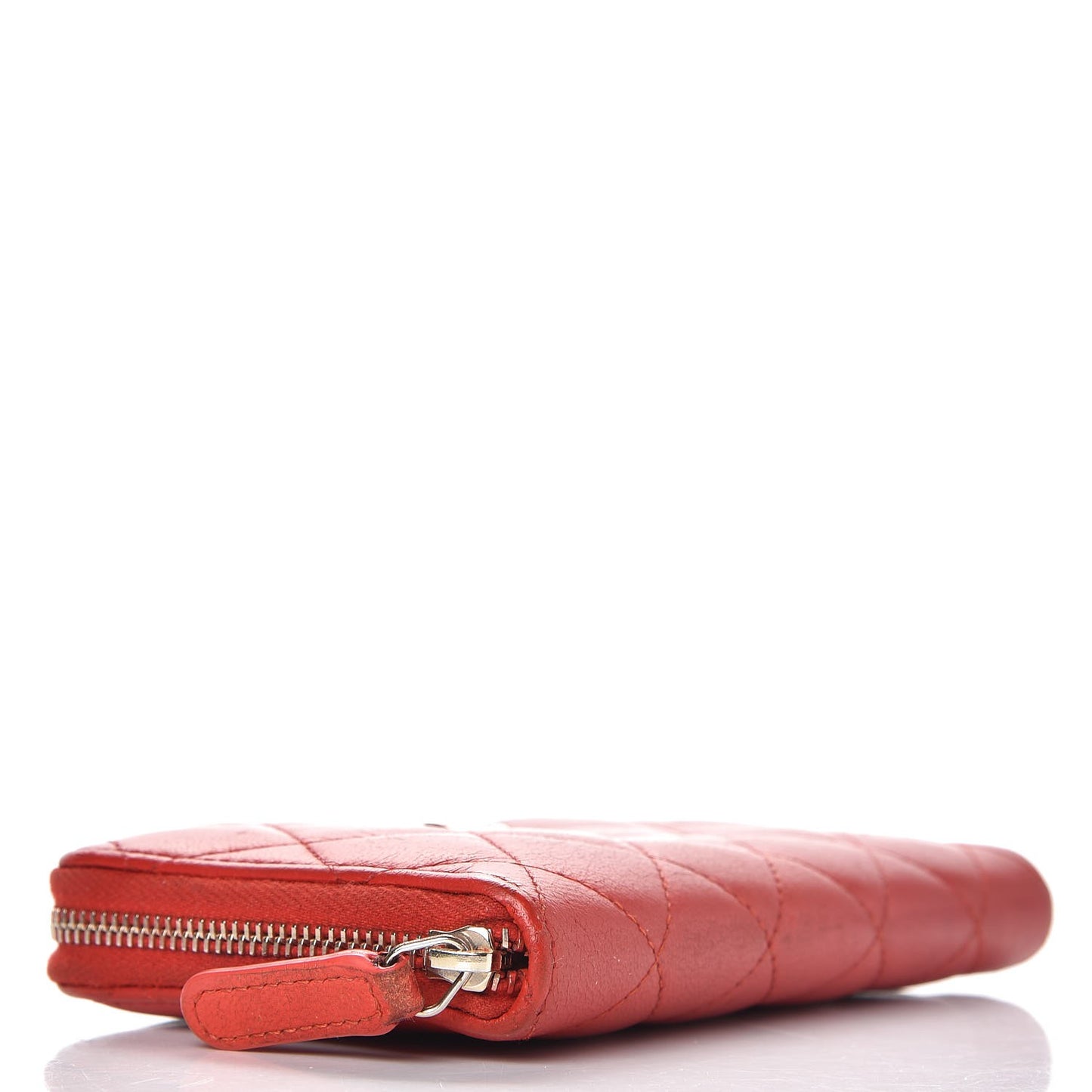 Lambskin Quilted Small Zip Around Wallet Red
