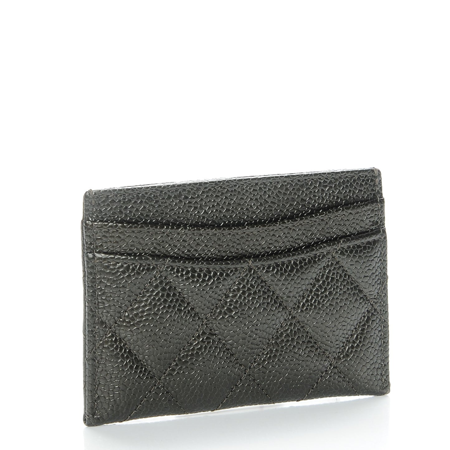 Caviar Quilted Card Holder Dark Charcoal