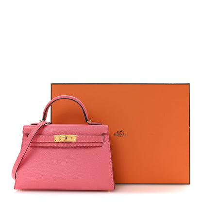 Hermes Chevre Mysore Mini Kelly Sellier 20 Rose Lipstick 13 of 13