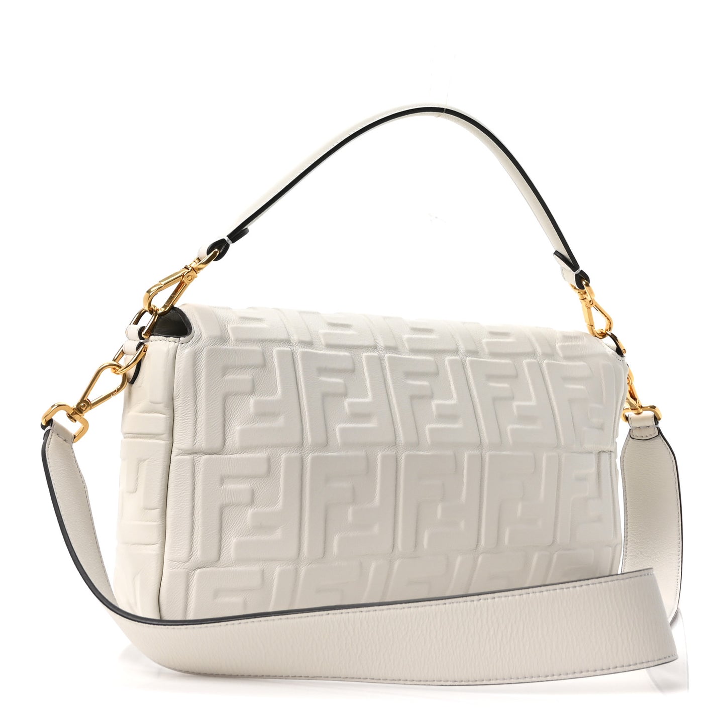 Nappa FF 1974 Embossed Large Baguette White