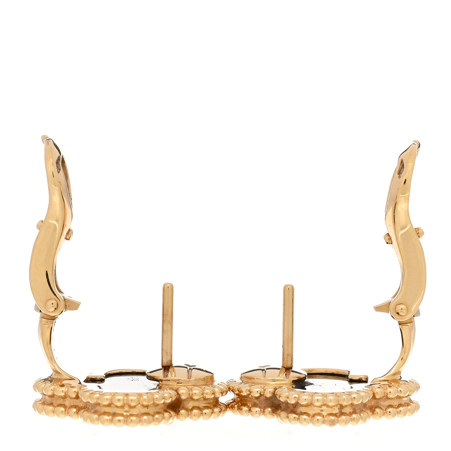 18K Yellow Gold Black Onyx Vintage Alhambra Earrings