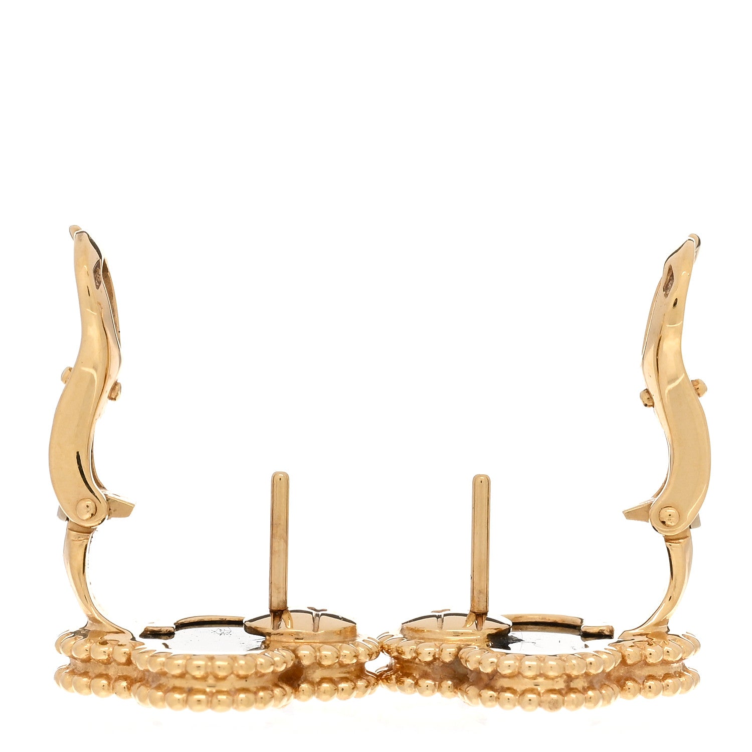 Van Cleef & Arpels 18K Yellow Gold Black Onyx Vintage Alhambra Earrings 3 of 5