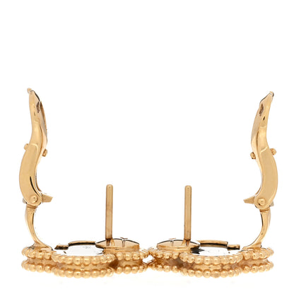Van Cleef & Arpels 18K Yellow Gold Black Onyx Vintage Alhambra Earrings 3 of 5