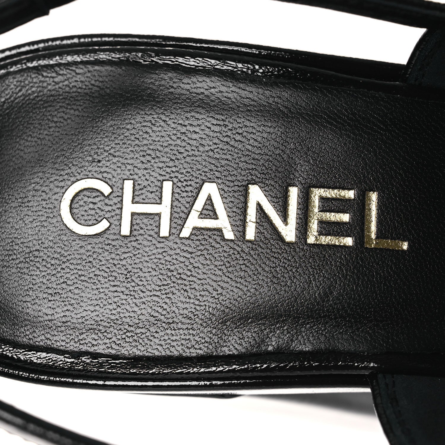 Chanel Crumpled Patent Lambskin Platform Sandals 39.5 Black 9 of 11
