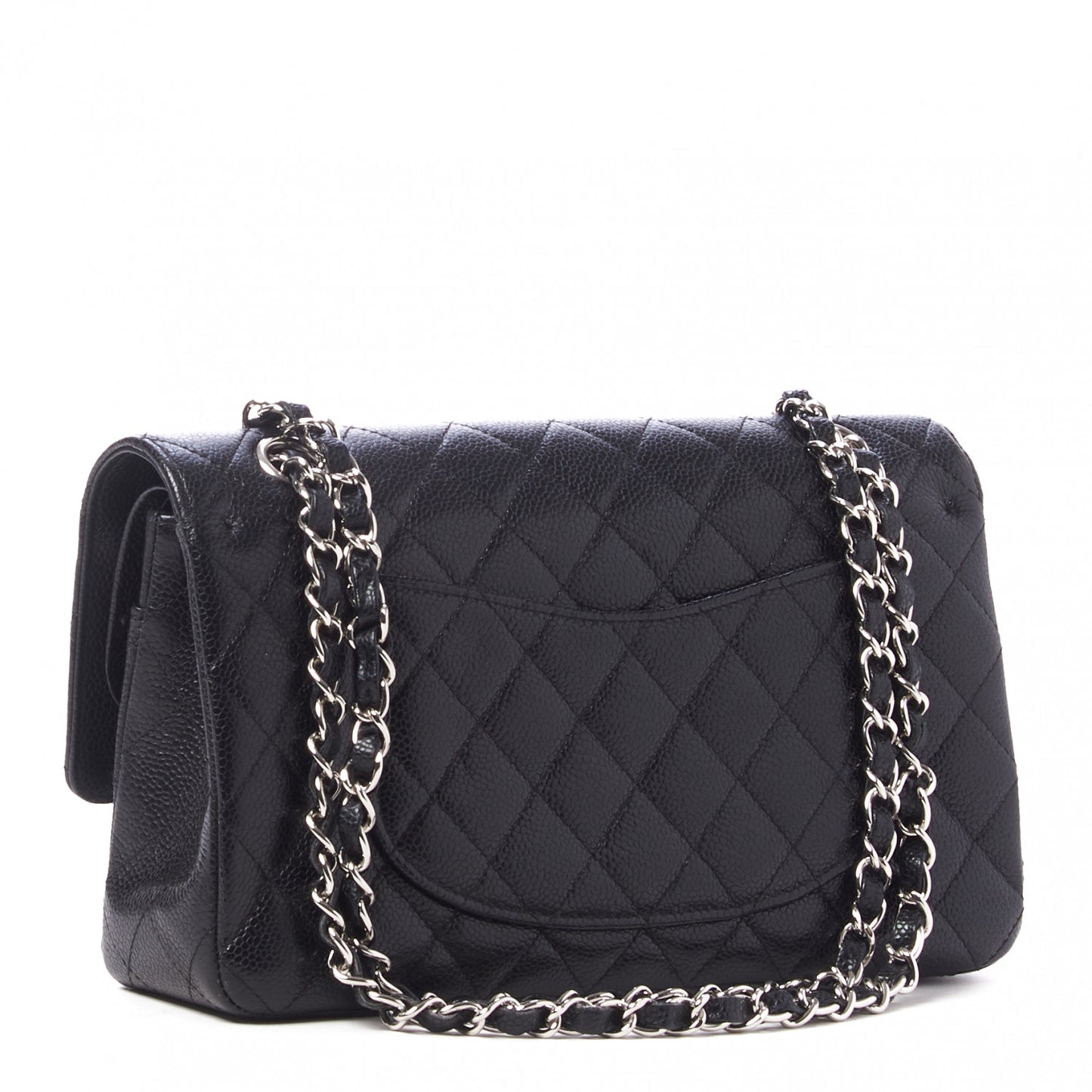 Caviar Quilted Medium Double Flap Black