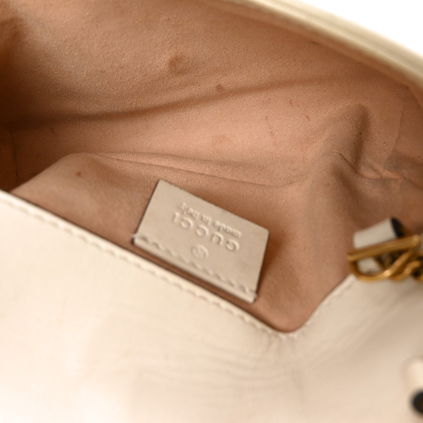 Calfskin Matelasse Super Mini GG Marmont Shoulder Bag White