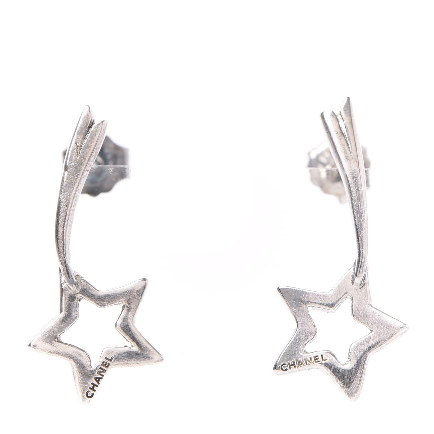 Metal Shooting Star Earrings Silver