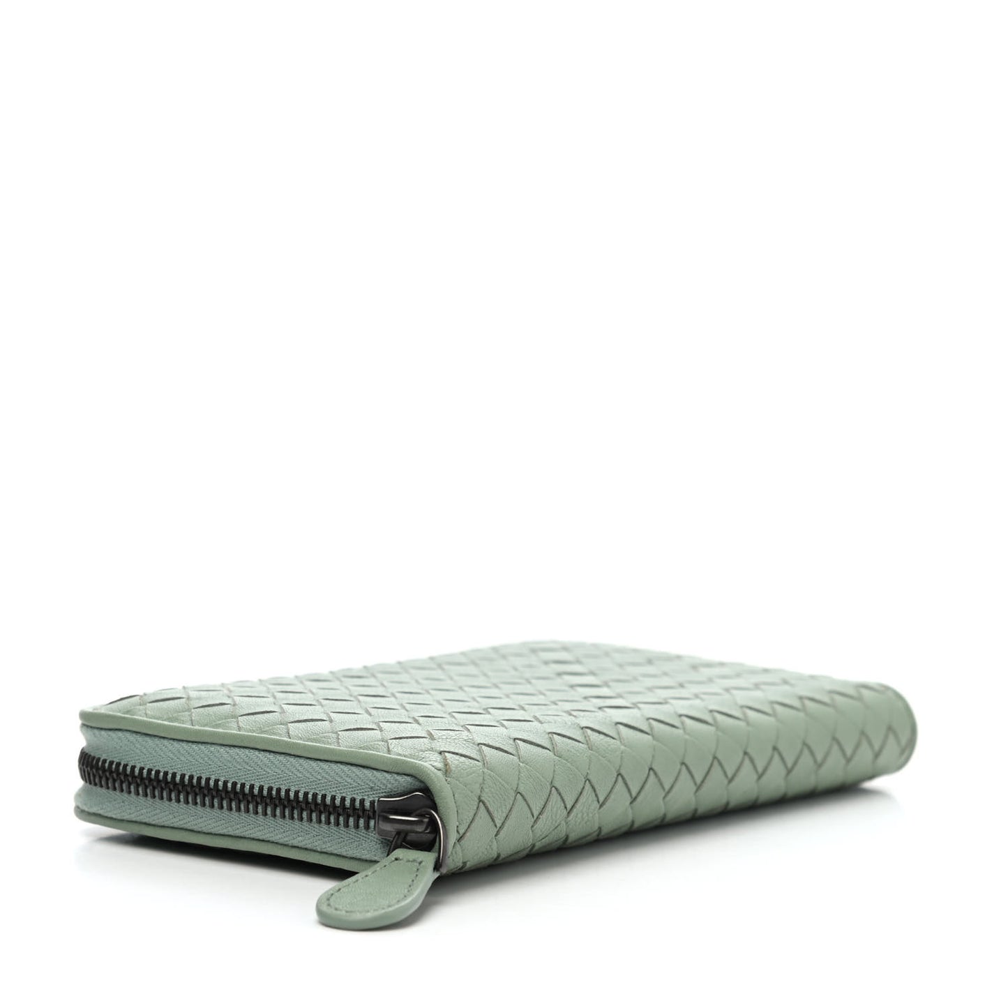 Nappa Intrecciato Zip Around Wallet Light Green
