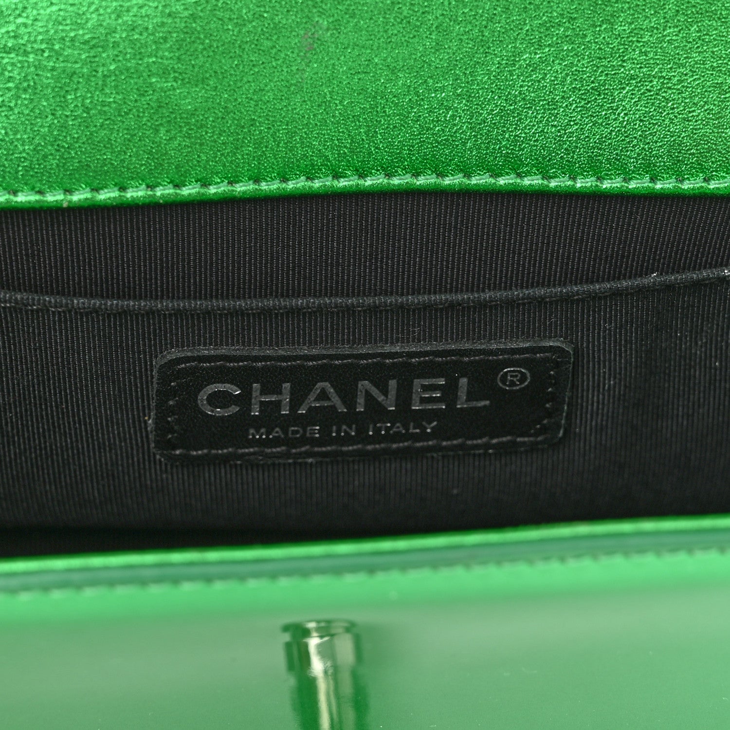 Chanel Metallic Patent Calfskin Quilted Small Boy Flap Green 5 of 10
