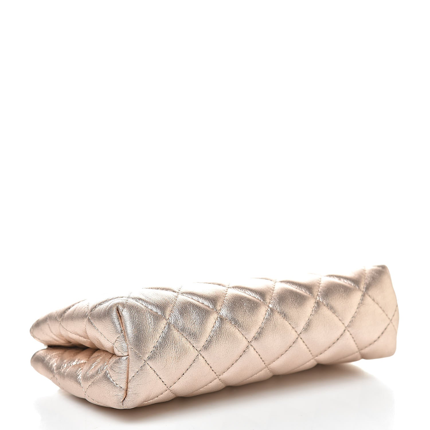 Chanel Metallic Lambskin Quilted Cosmetic Pouch Light Gold 4 of 8