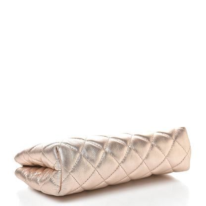 Chanel Metallic Lambskin Quilted Cosmetic Pouch Light Gold 4 of 8