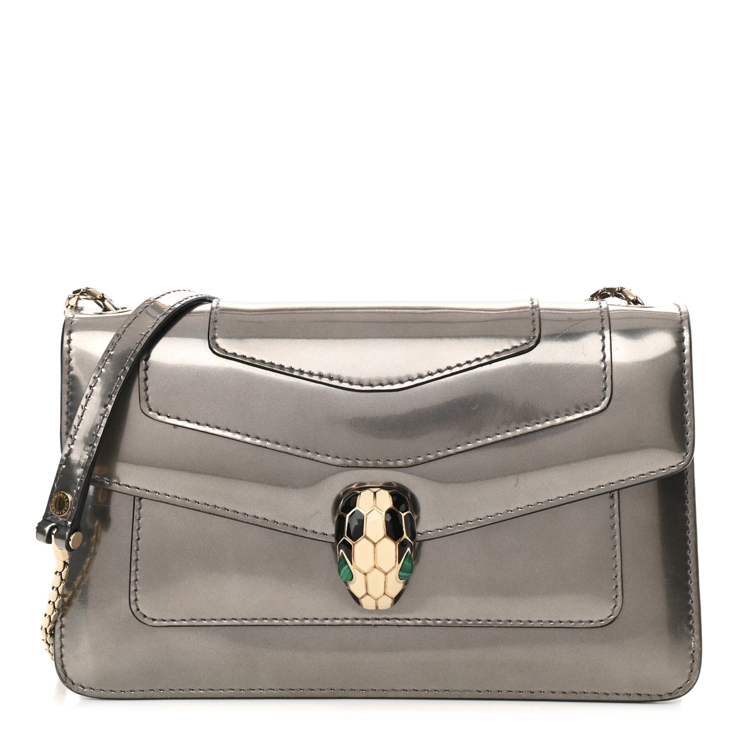 Metallic Serpenti Forever Small Shoulder Bag Silver