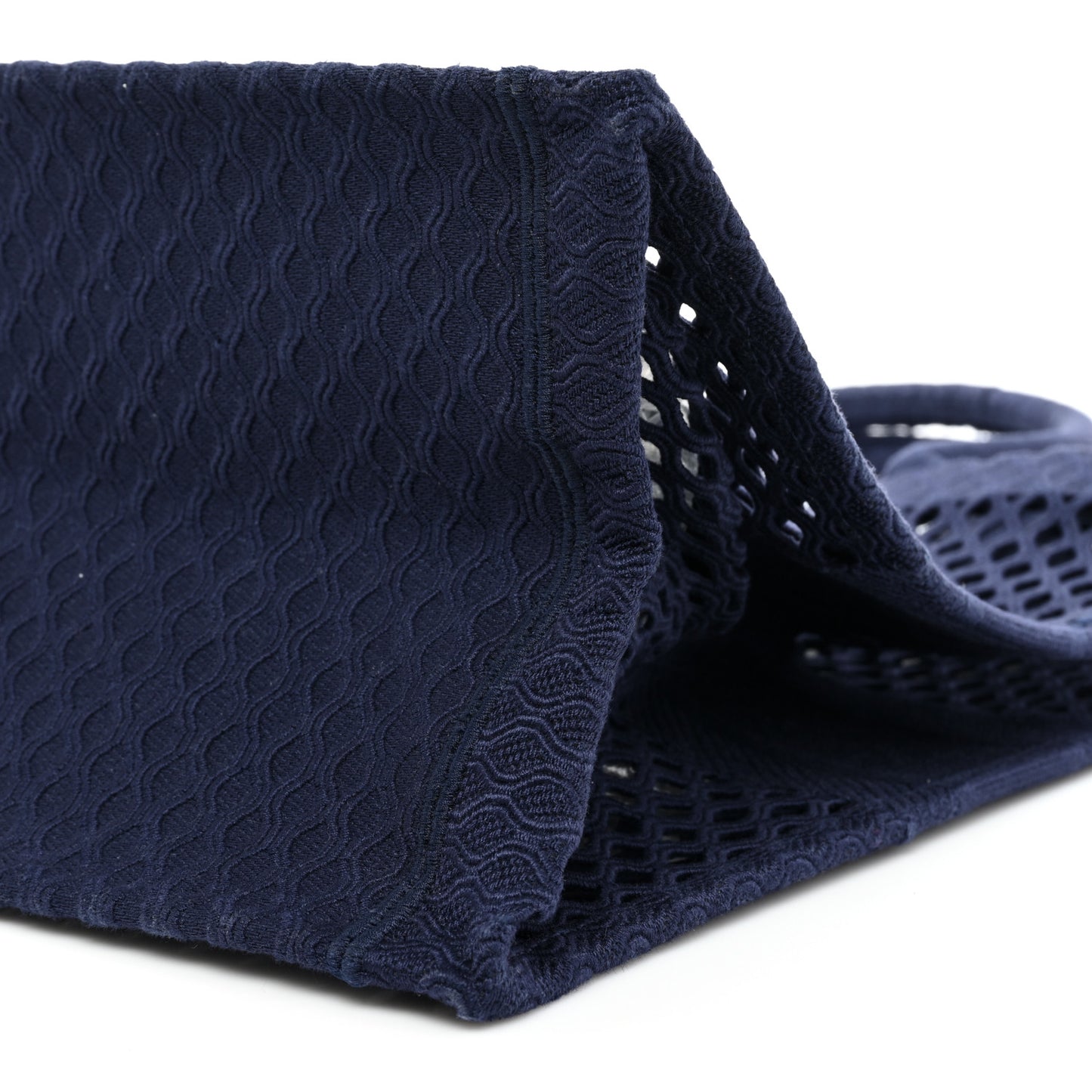Mesh Embroidered Book Tote Navy Blue