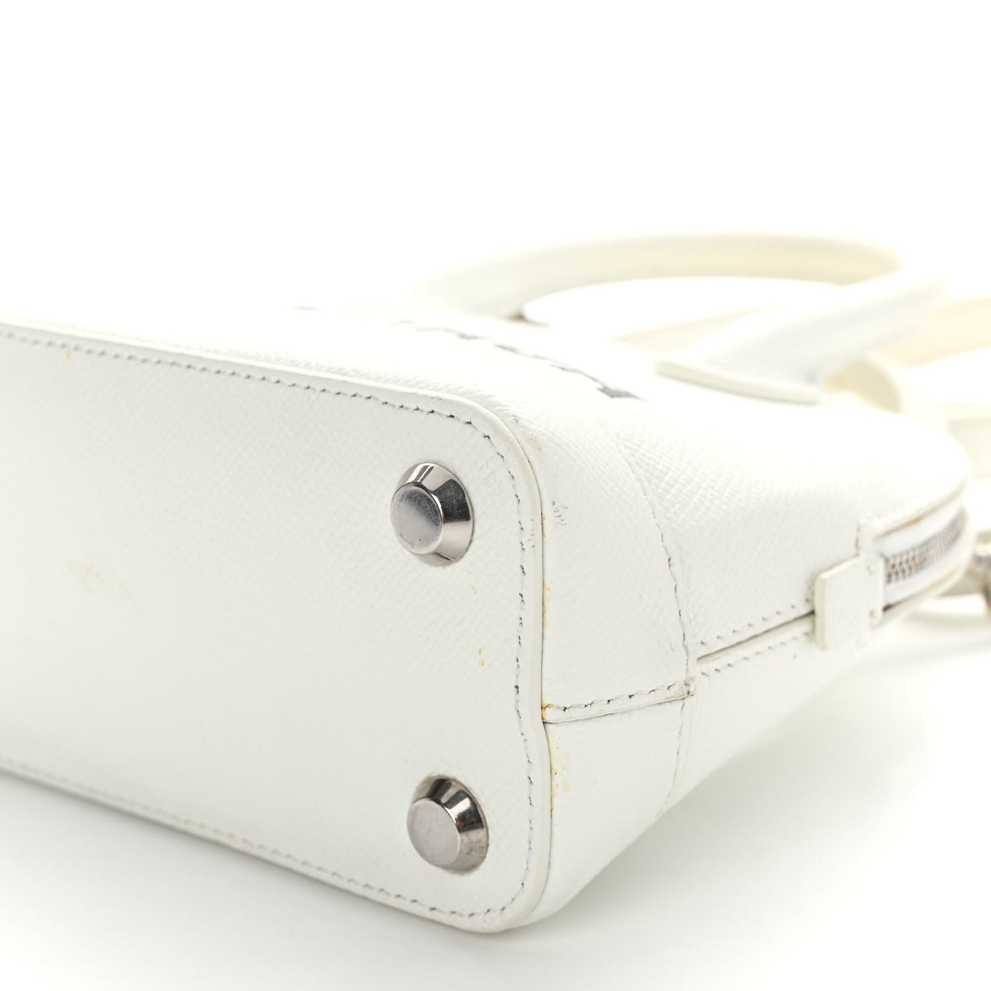 Grained Calfskin XXS Ville Top Handle Bag White Black