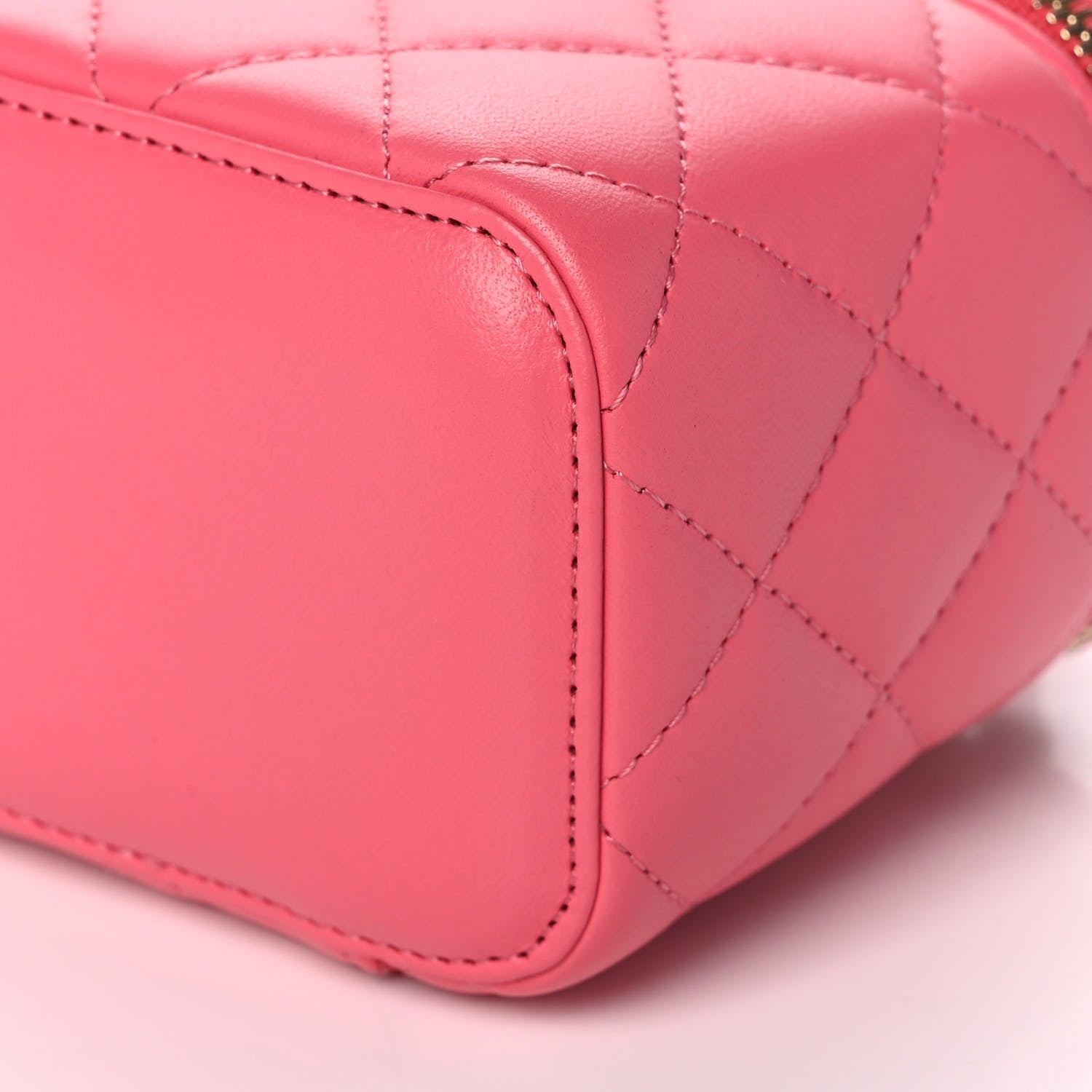 Chanel Lambskin Quilted Mini Vanity Case With Chain Dark Pink 9 of 11