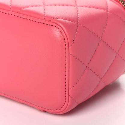 Chanel Lambskin Quilted Mini Vanity Case With Chain Dark Pink 9 of 11