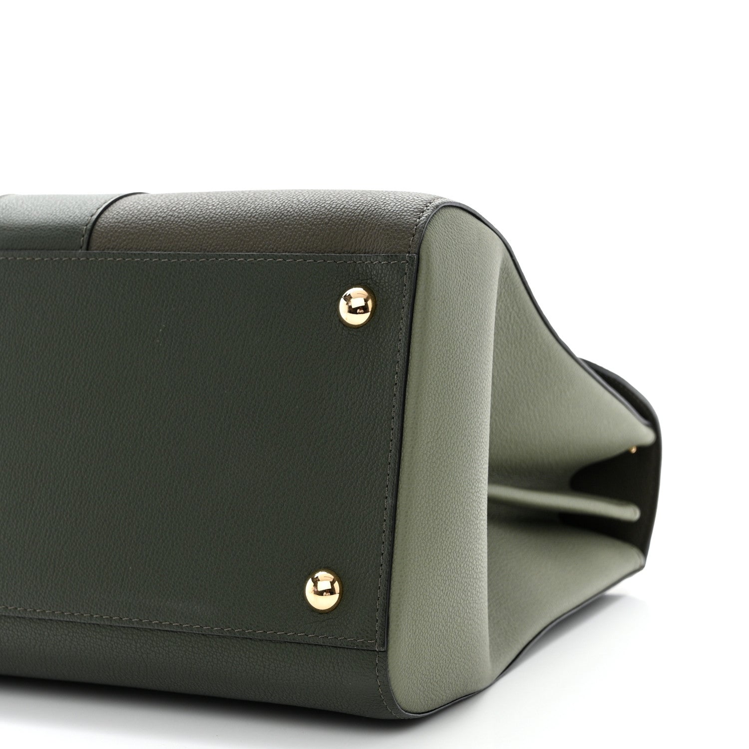 Delvaux Grained Calfskin Bi-Color Brillant MM Satchel Kaki 11 of 11