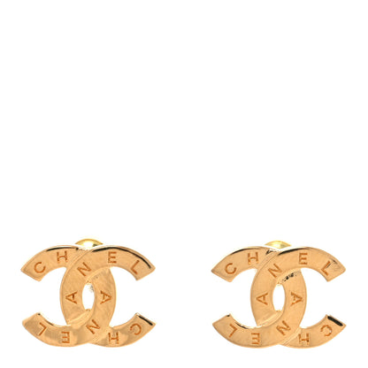 Chanel Metal CC Paris Button Stud Earrings Gold 1 of 4