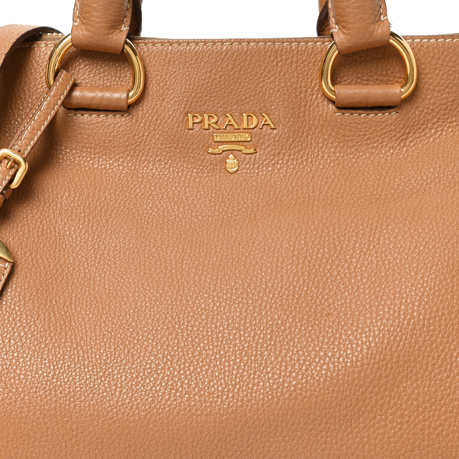 Prada Vitello Daino Top Handle Zip Tote Caramel 7 of 9
