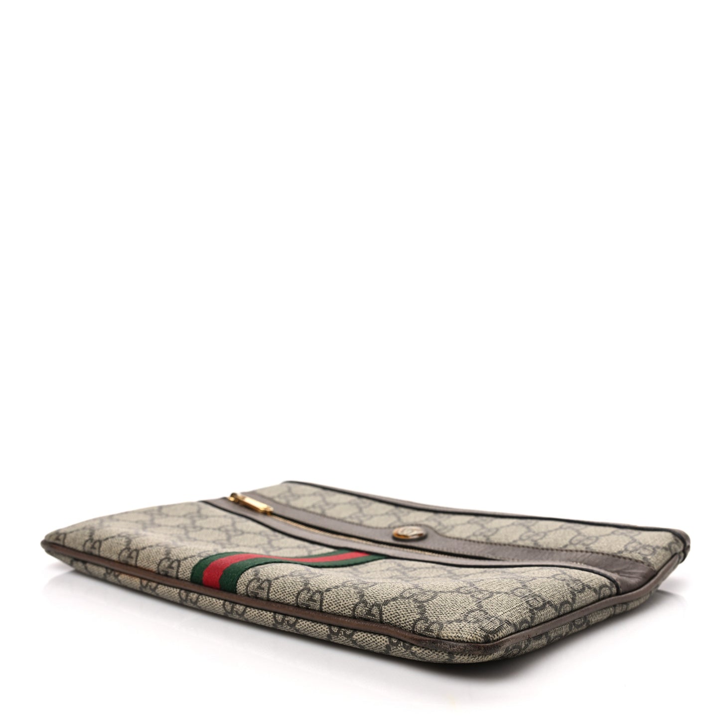 GG Supreme Monogram Large Ophidia Pouch Clutch Brown