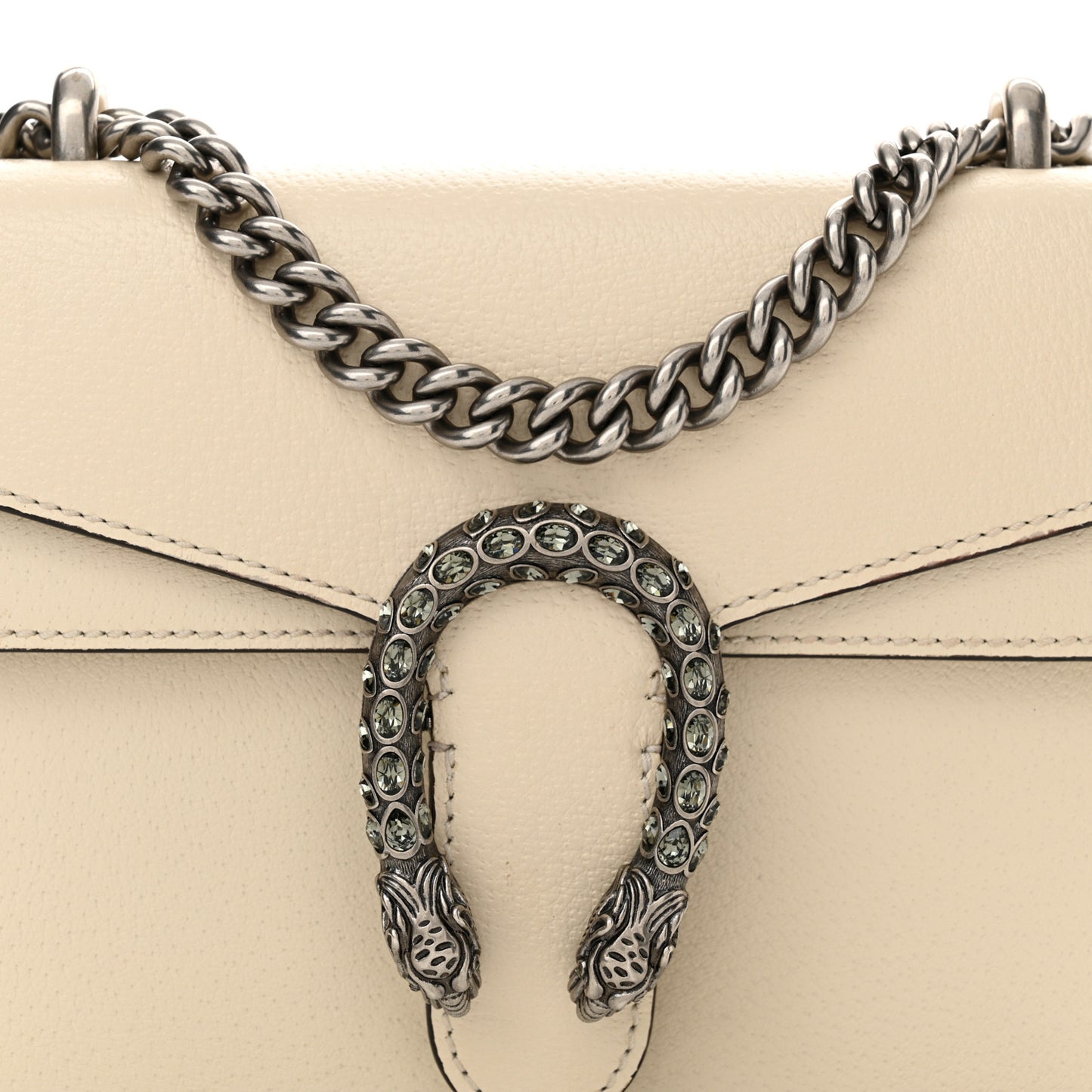 Textured Calfskin Crystal Mini Dionysus Shoulder Bag Mystic White