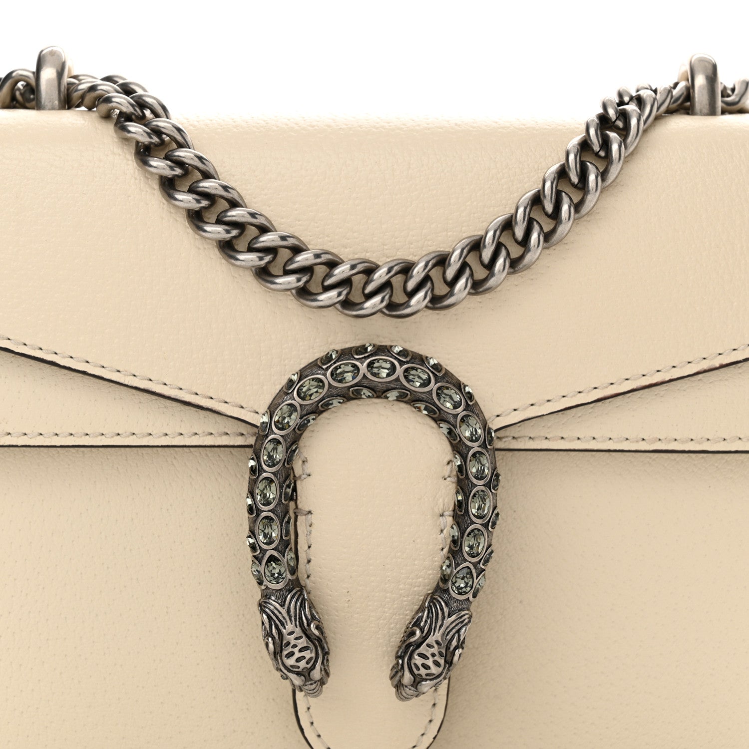 Gucci Textured Calfskin Crystal Mini Dionysus Shoulder Bag Mystic White 8 of 13