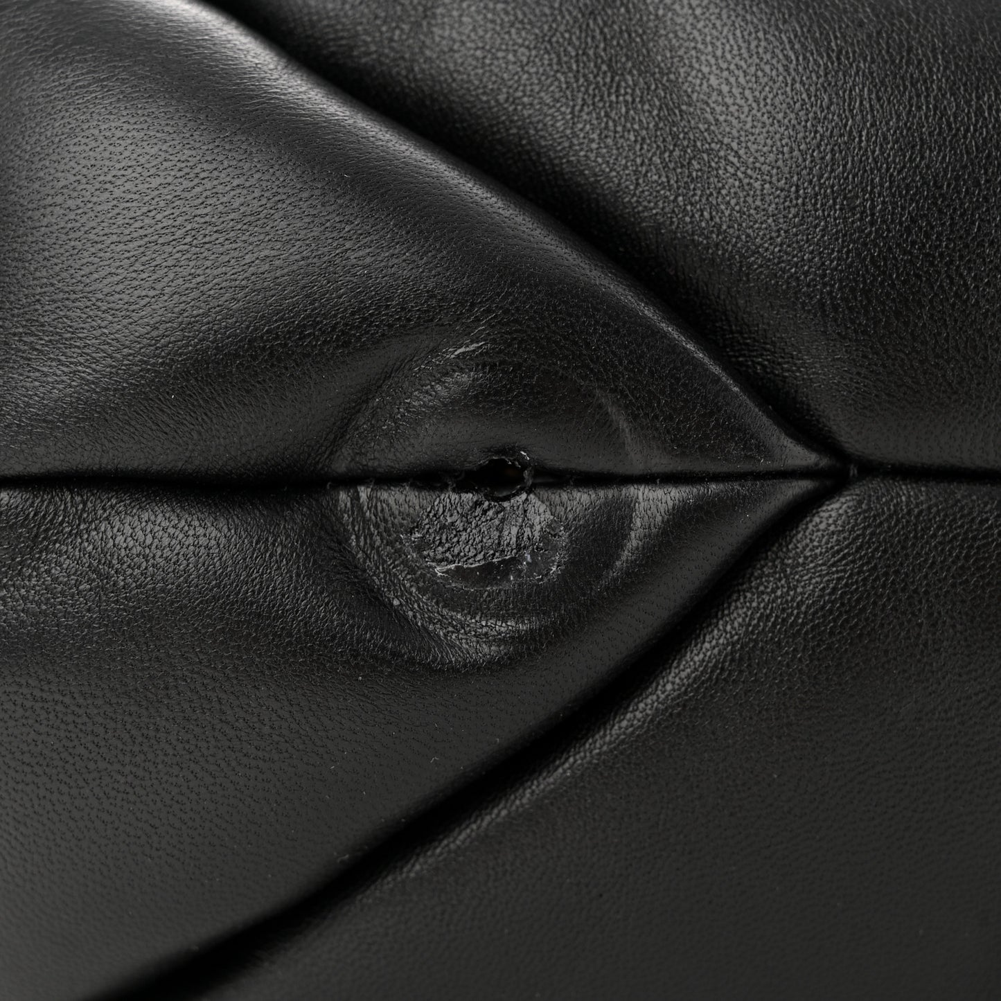 Lambskin Small Puffy Tobo Chain Shoulder Bag Black
