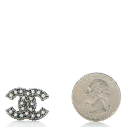 Chanel Pearl CC Earrings Dark Silver 2 of 4