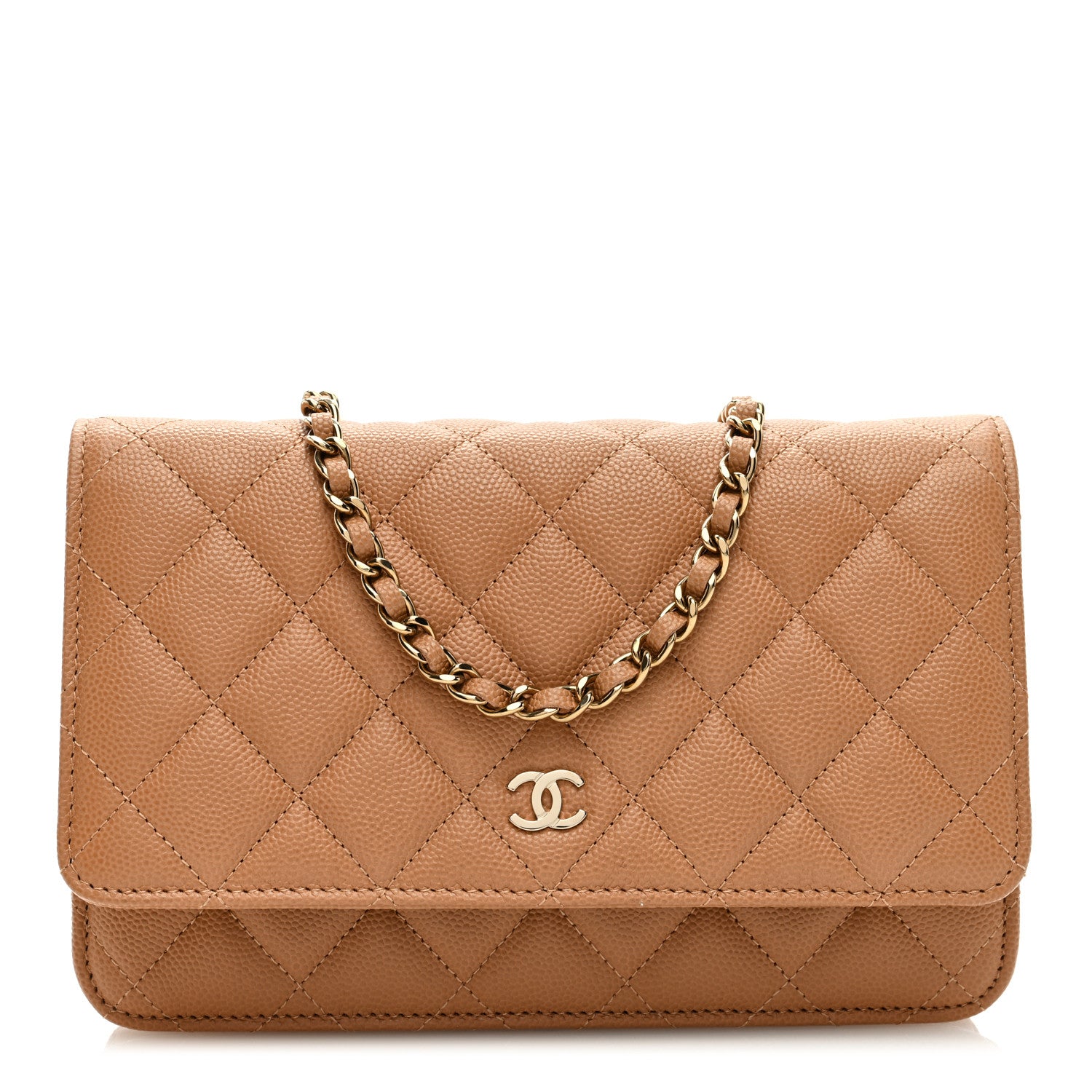 Chanel Caviar Quilted Wallet On Chain WOC Beige 1 of 9