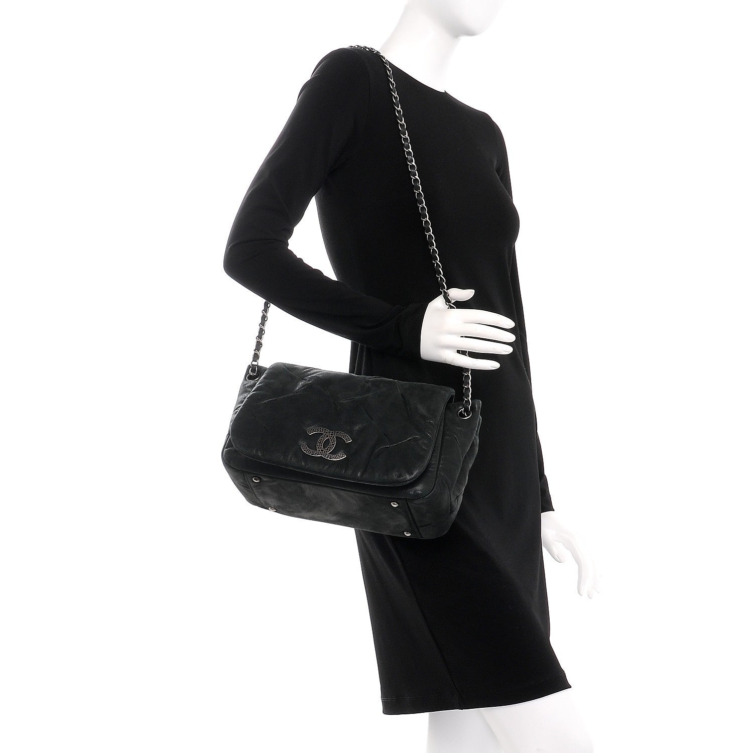 Chanel Iridescent Calfskin Glint Accordion Flap Black 3 of 8