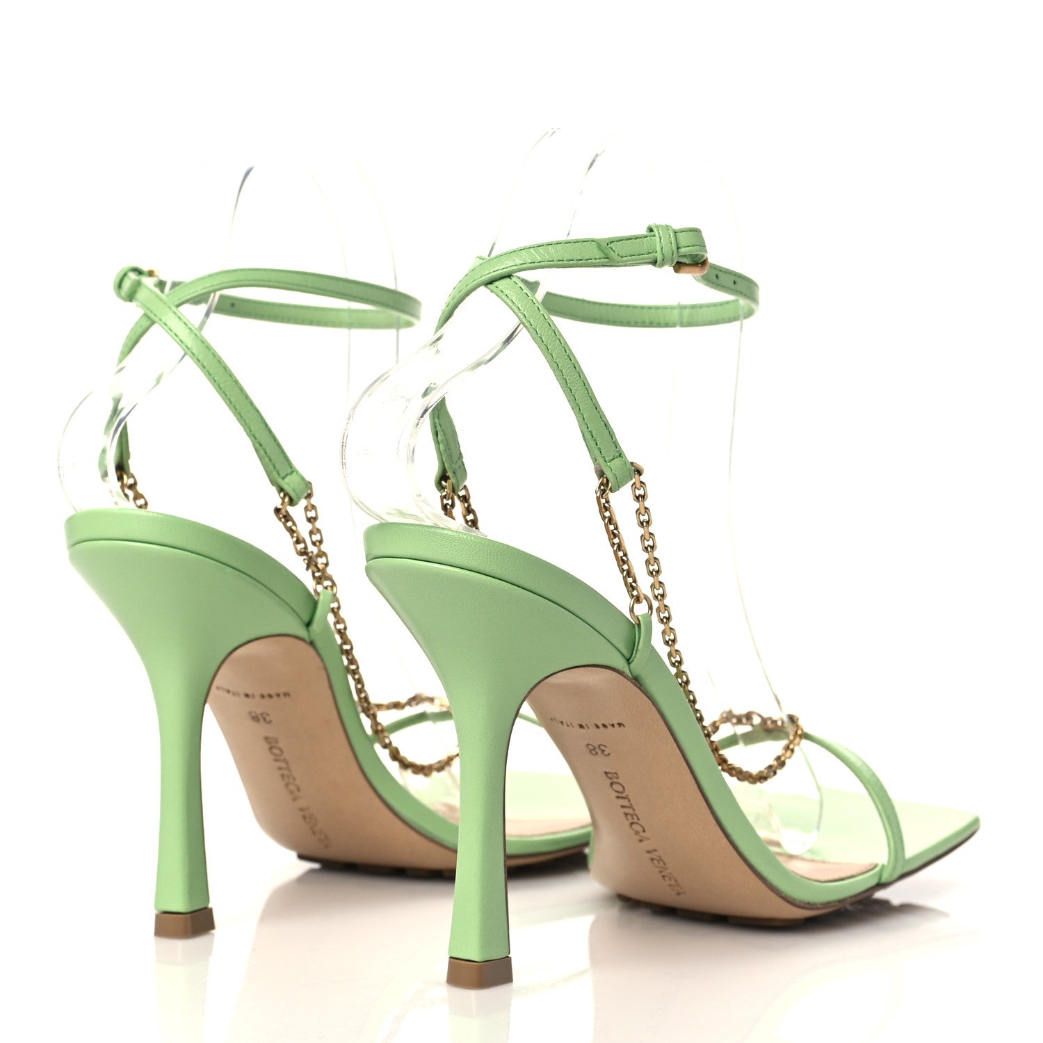 Bottega Veneta Lambskin Stretch Chain Strap 90mm Sandals 38 Pistachio 4 of 8