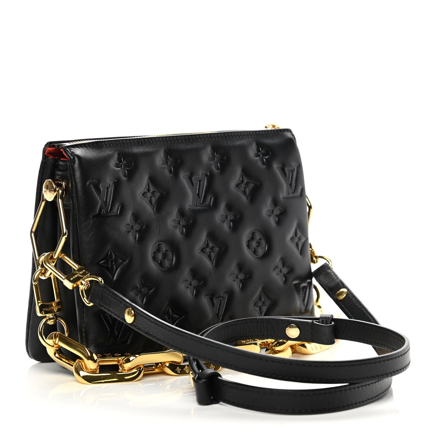 Louis Vuitton Lambskin Embossed Monogram Coussin BB Black 3 of 11