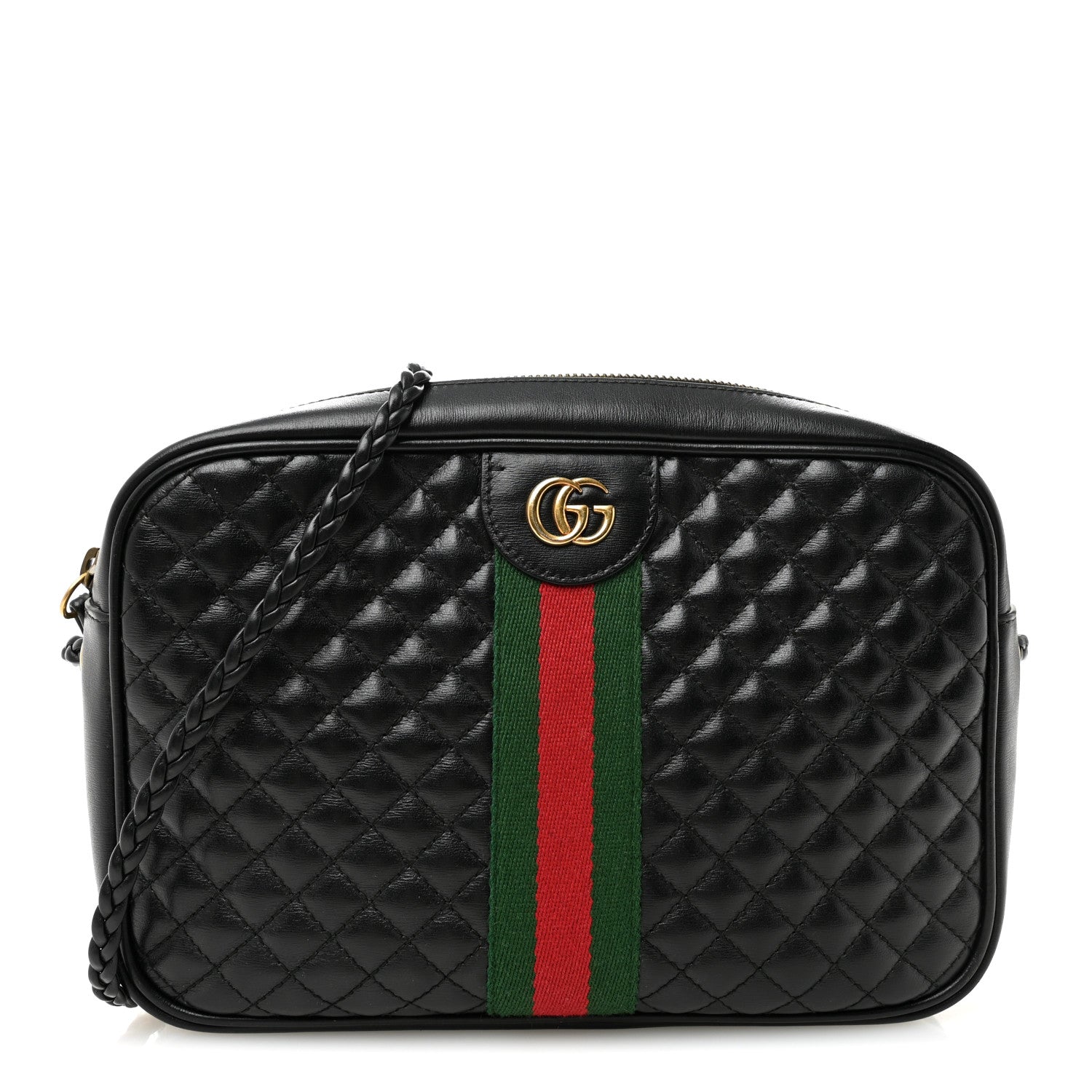Gucci Calfskin Web Trapuntata Small GG Shoulder Bag Black 1 of 10