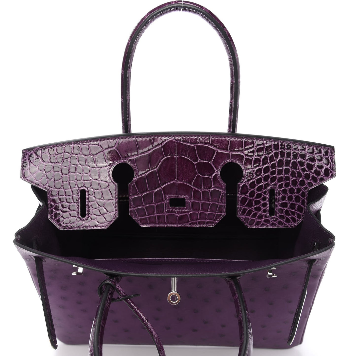 Ostrich Shiny Alligator Birkin Touch 30 Violine