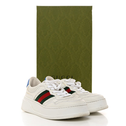 Gucci Calfskin Web Perforated Womens Platform 55mm Sneakers 37 White Bright Splash 12 of 12