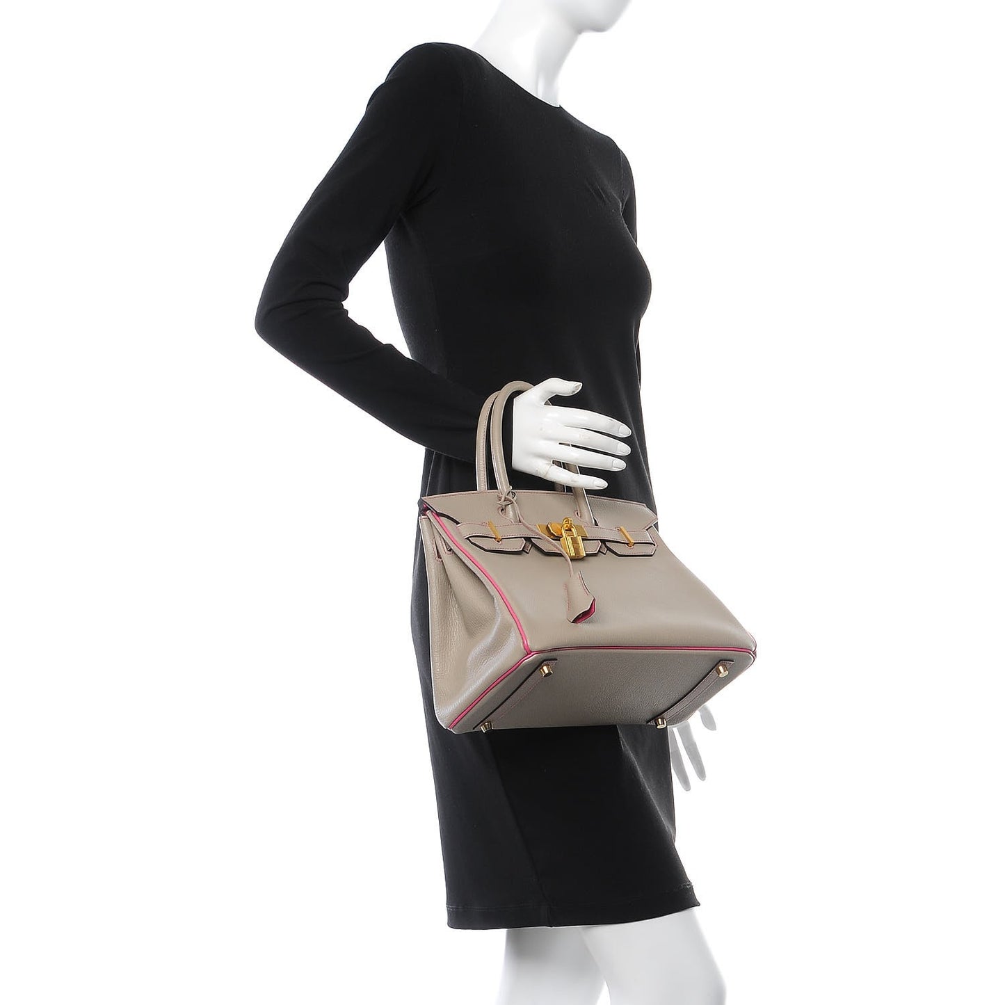 Chevre Mysore Horseshoe Birkin 30 Gris Tourterelle Rose Tyrien