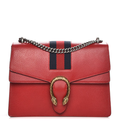 Gucci Textured Calfskin Web Medium Dionysus Shoulder Bag Hibiscus Red 1 of 9