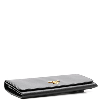 Prada Saffiano Metal Continental Flap Wallet Black 4 of 7