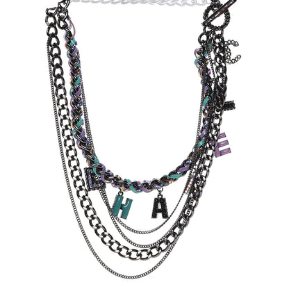 Chanel Ruthenium PVC Enamel CC Multi Strand Chain Link Choker Necklace Silver Multi 1 of 8
