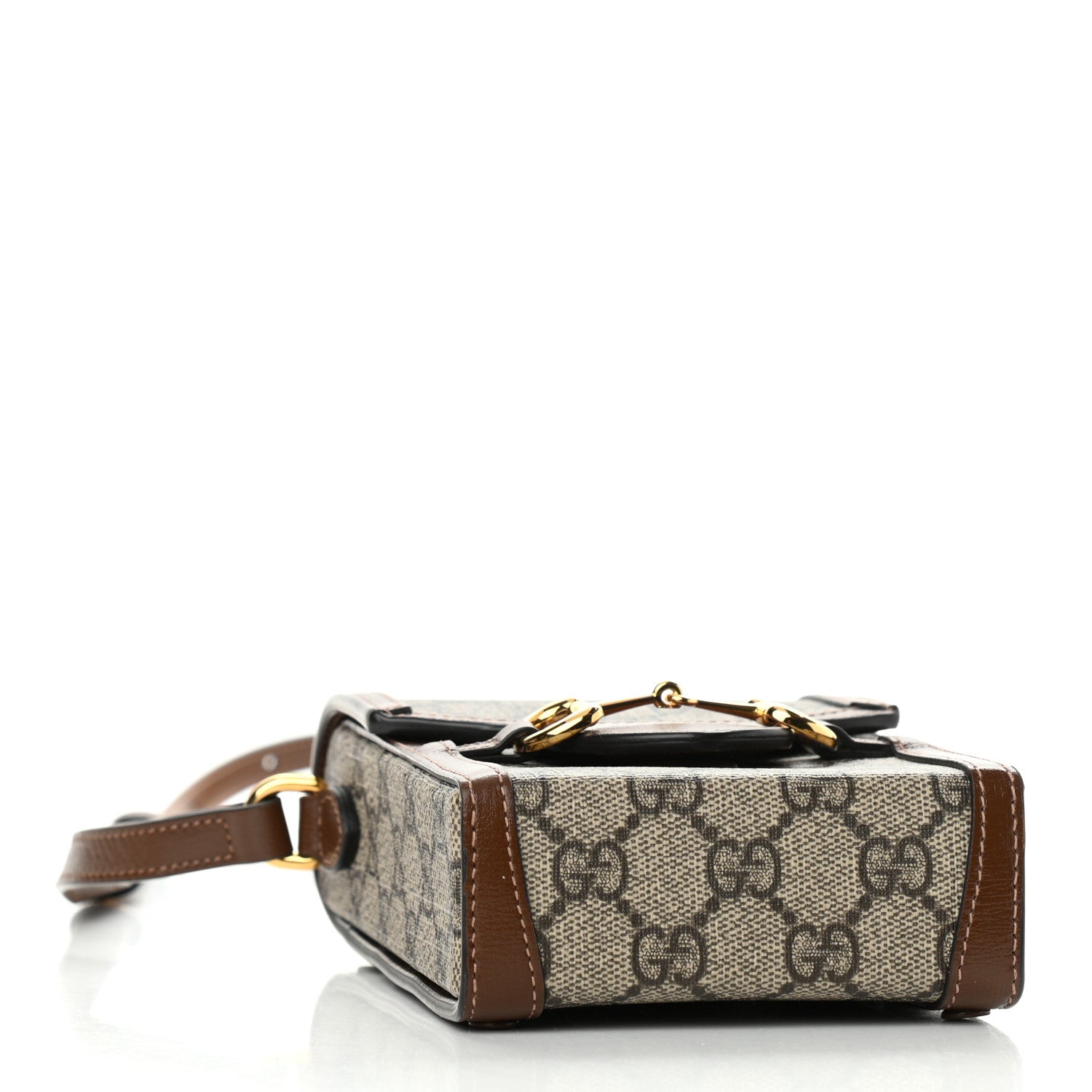 Gucci GG Supreme Monogram Mini Horsebit 1955 Crossbody Bag Beige Brown Sugar 4 of 12